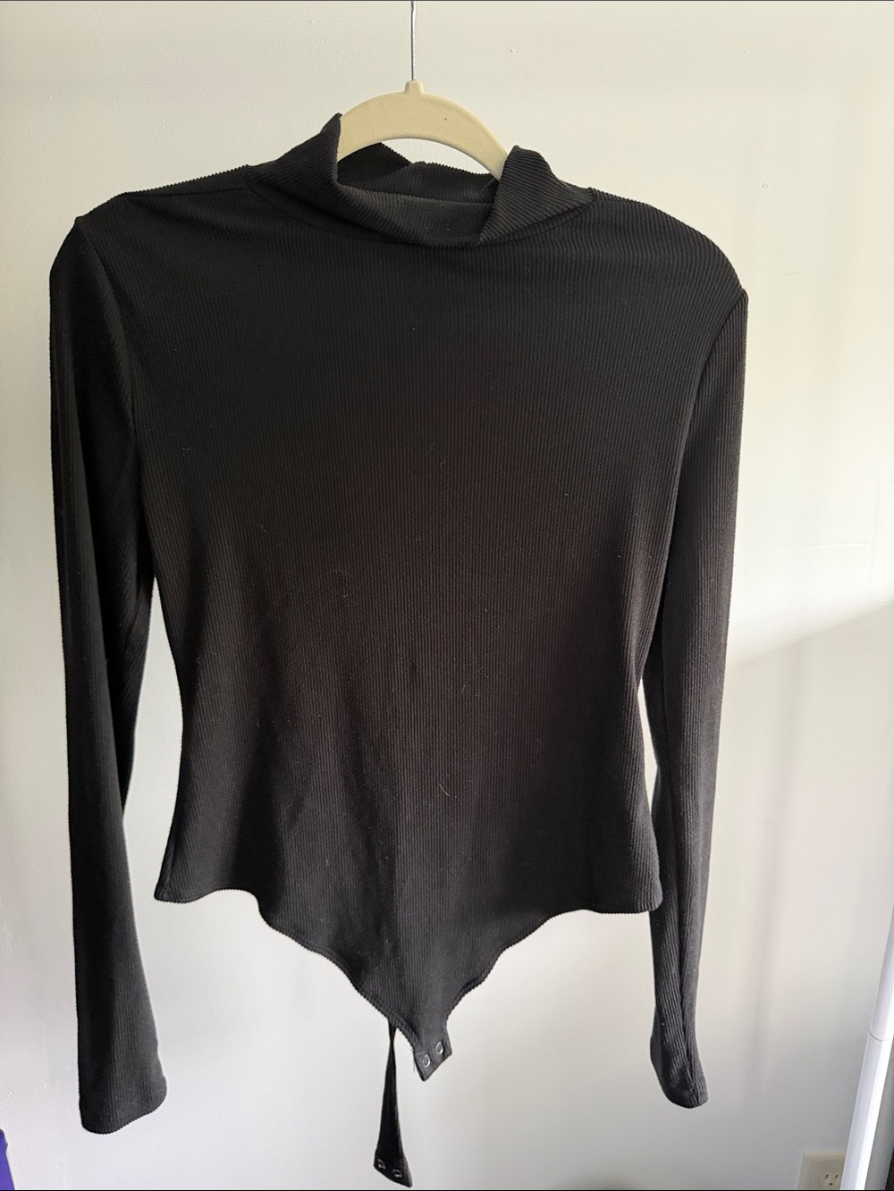 SO Black Ribbed Long-Sleeve Mock Neck Bodysuit